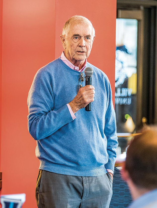 Villanova Business alum James C. Curvey talking to Curvey Scholars on campus