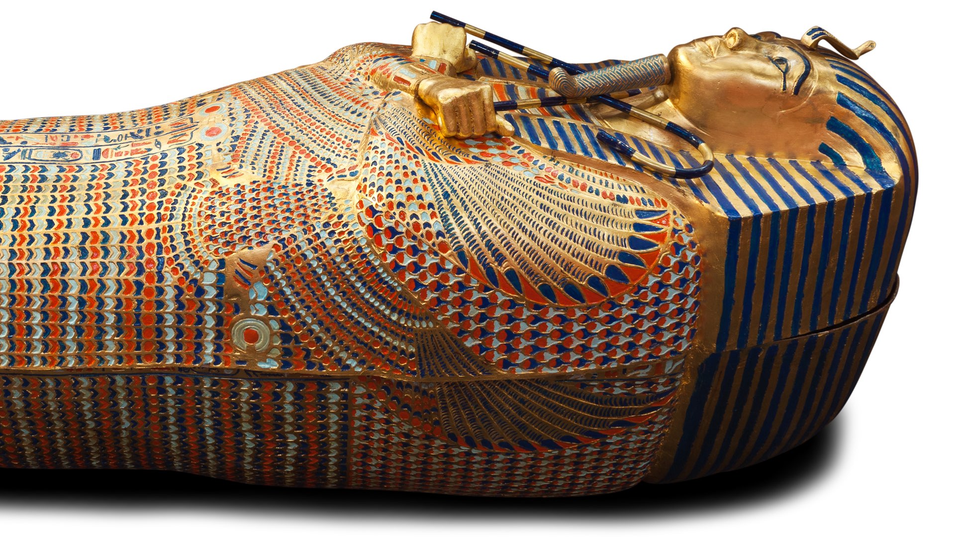 Close-up of golden sarcophagus.