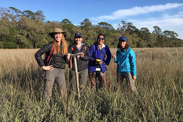 Students and faculty do field research.