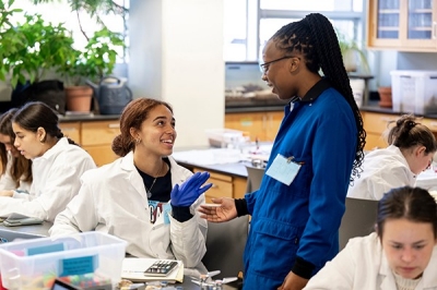 SLLC-STEM graduate student mentoring undergrauate students in a lab