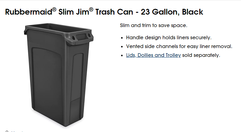 Rubbermaid Slim Jim 23gal black trash Rubbermaid Slim Jim 23gal black trash