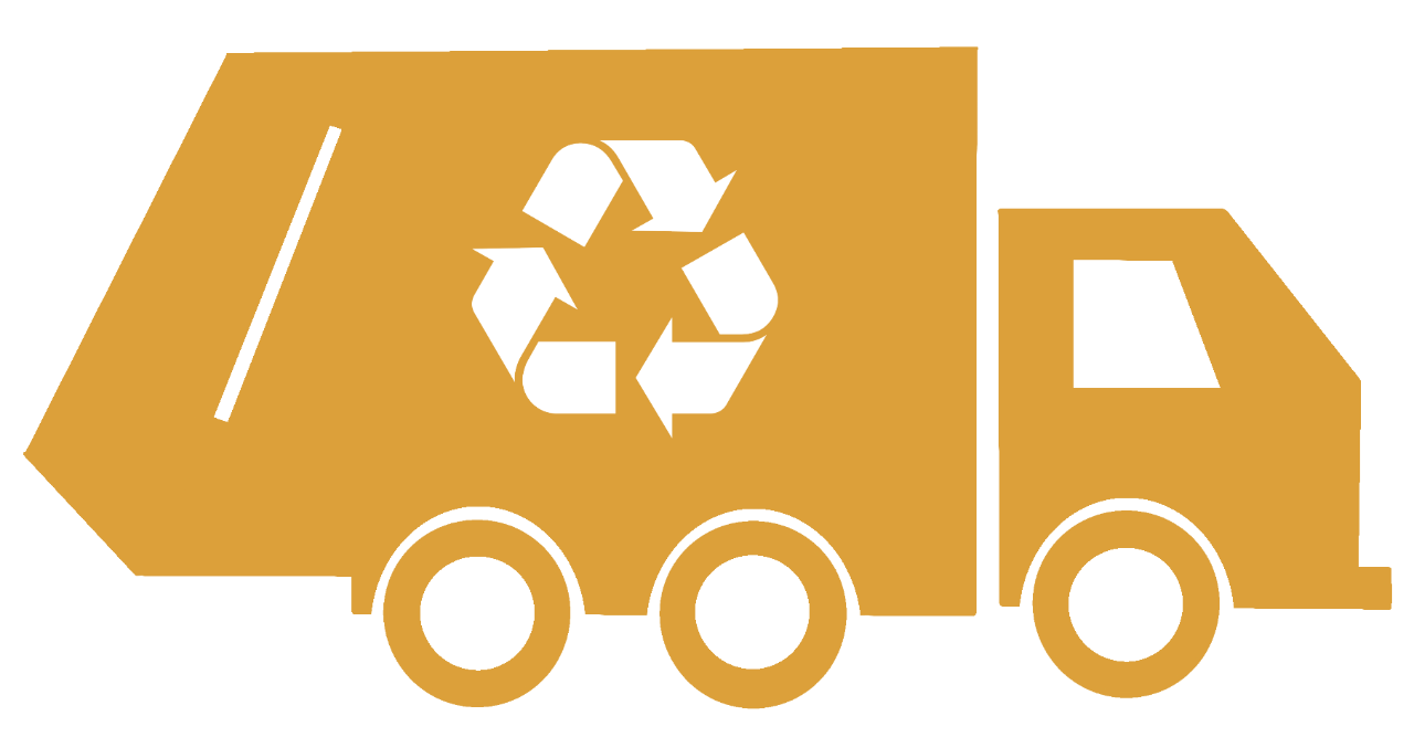 Silhouette of waste truck