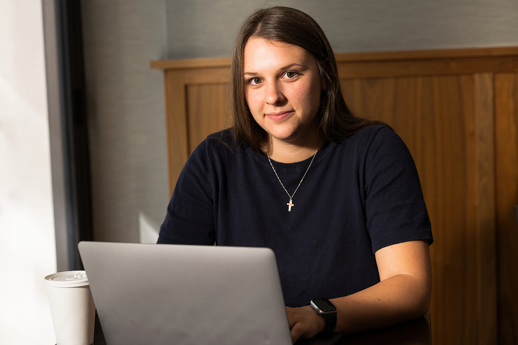 Female student on laptop