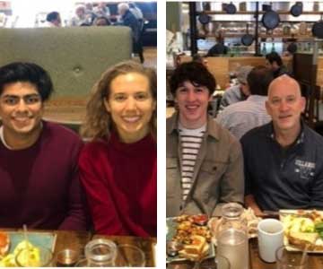 John Ondik ’83 VSB, Alex Ondik ’13 VSB, Colin Lilly ’23 CLAS and Praneet Saxena ’23 VSB