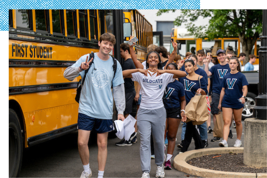 Students working on a service project