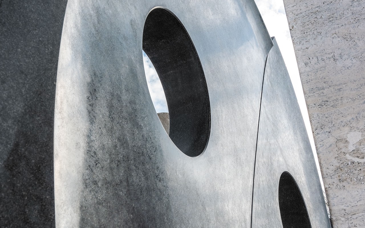 cropped close-up of the Awakening (aka Oreo) sculpture