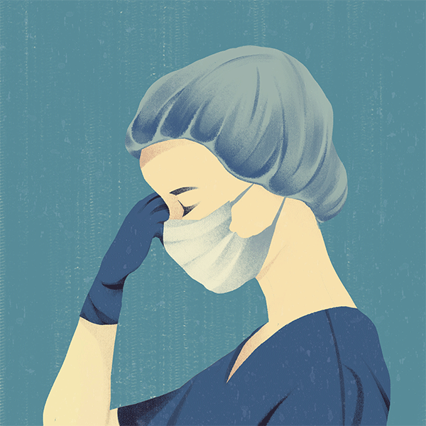 Illustration of a radiographer in scrubs